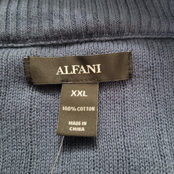 NWT Alfani Mens Blue Stripe Full-Zip Cardigan Sweater 2XL Preppy Modern Casual - Picture 7 of 10